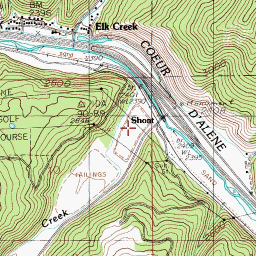 Topographic Map of Sunshine Tailings Number One Dam, ID