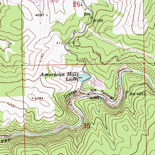 Topographic Map of American Hill Lake, ID