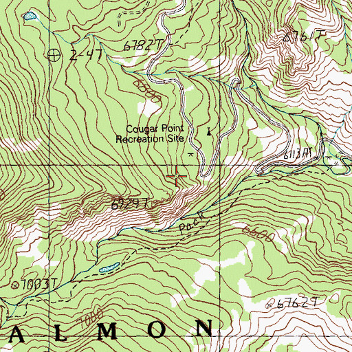 Topographic Map of Cougar Point Recreation Site, ID