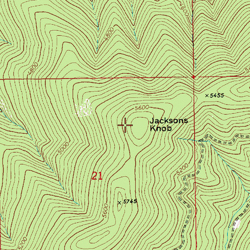 Topographic Map of Jacksons Knob, ID