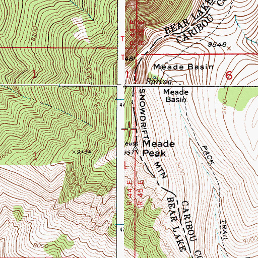 Topographic Map of Meade Peak, ID