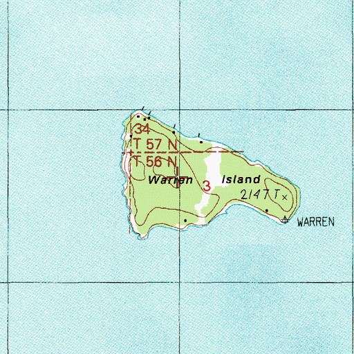 Topographic Map of Warren Island, ID