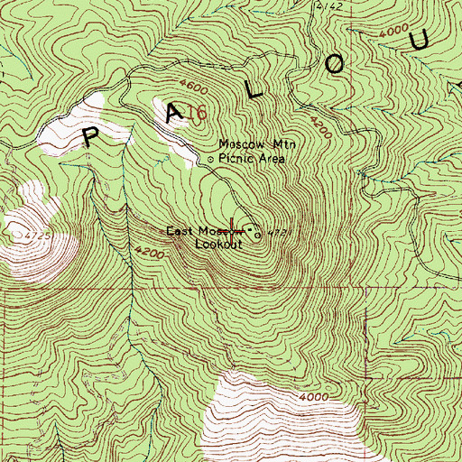 Topographic Map of East Moscow Mountain, ID