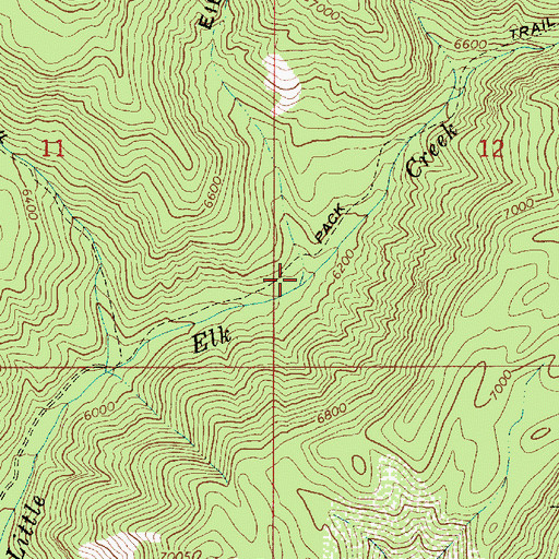 Topographic Map of Elbow Creek, ID