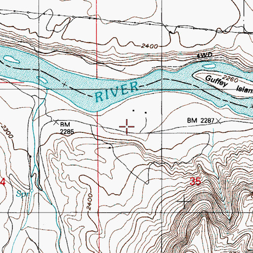 Topographic Map of Guffey, ID
