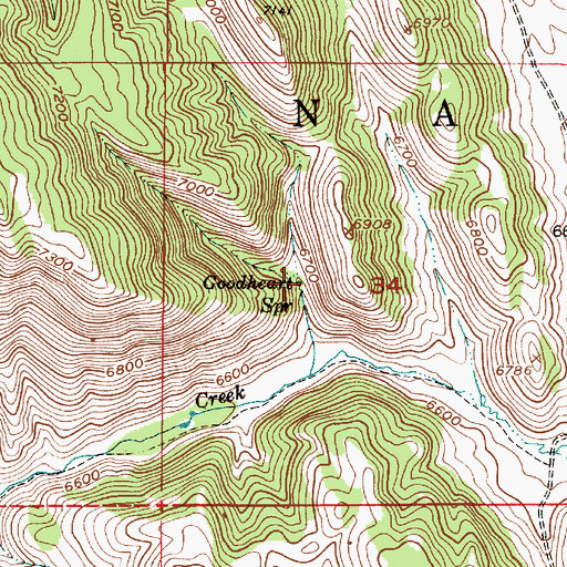 Topographic Map of Goodheart Spring, ID