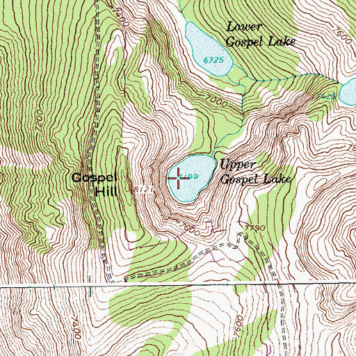 Topographic Map of Gospel Lakes, ID