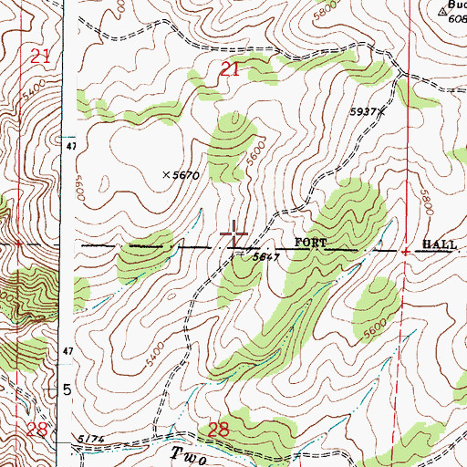 Topographic Map of Fort Hall Reservation, ID
