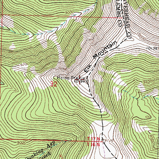 Topographic Map of Horse Prairie Mountain, ID