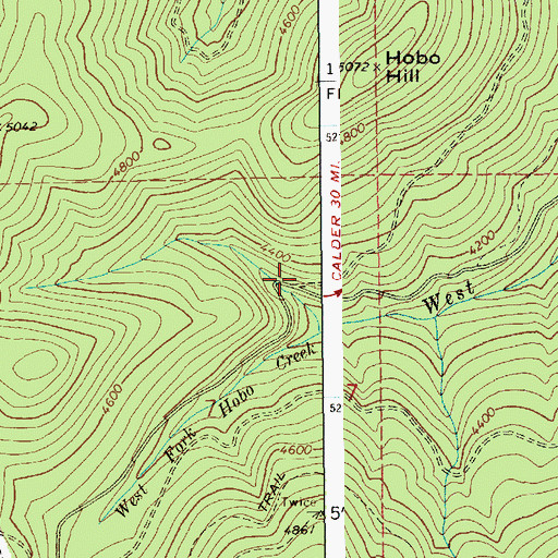 Topographic Map of Hobo Cedar Grove, ID