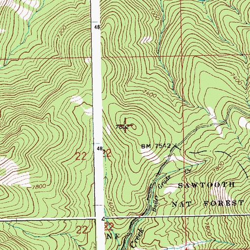 Topographic Map of James Creek Summit, ID