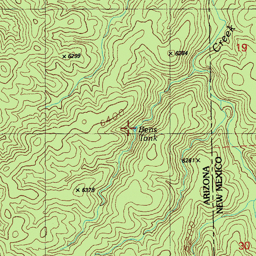 Topographic Map of Bens Tank, AZ