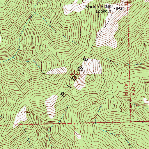 Topographic Map of Norton Ridge Peak, ID