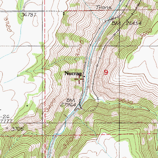 Topographic Map of Nucrag, ID