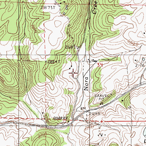 Topographic Map of Nora, ID