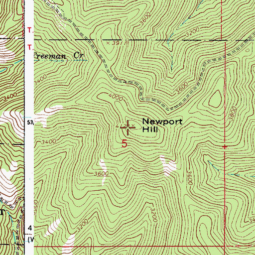 Topographic Map of Newport Hill Lookout, ID