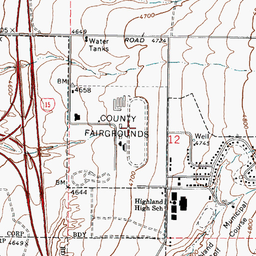 Topographic Map of Bannock County Fairgrounds, ID