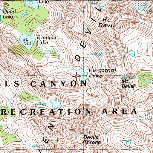Topographic Map of Purgatory Lake, ID