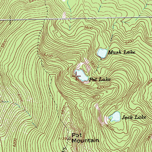 Topographic Map of Pot Lake, ID