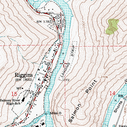Topographic Map of Riggins Flight Strip (historical), ID