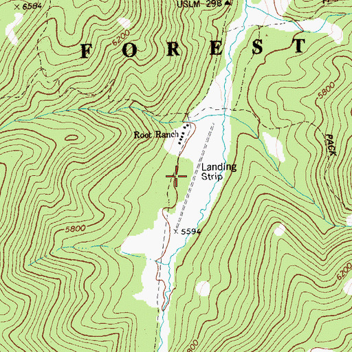 Topographic Map of Root Ranch Landing Strip (historical), ID