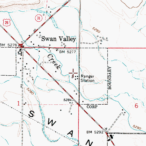 Topographic Map of Swan Valley Ranger Station, ID