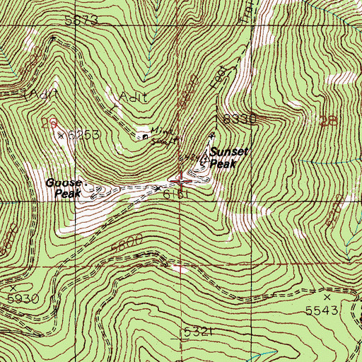 Topographic Map of Sunset (historical), ID
