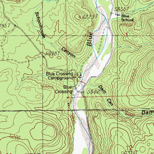 Topographic Map of Blue Crossing Campground, AZ
