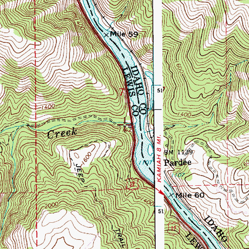 Topographic Map of Six Mile Canyon, ID