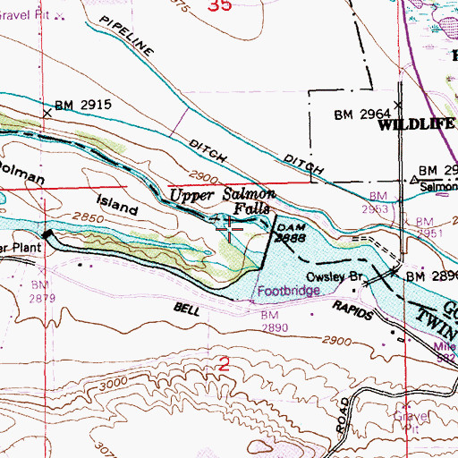 Topographic Map of Salmon Falls, ID