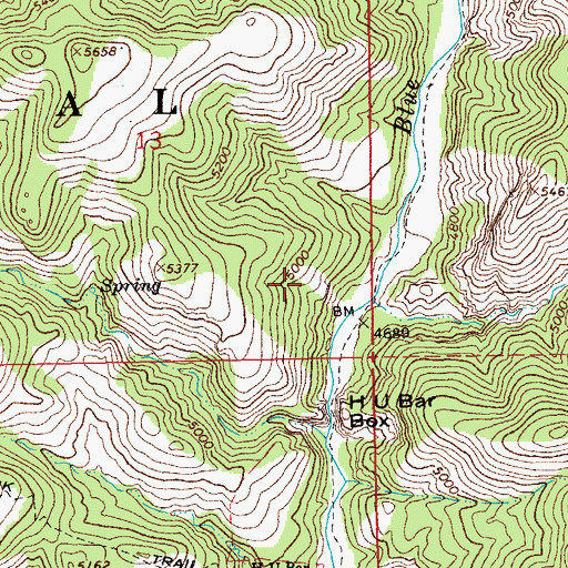 Topographic Map of Blue River One Hundred One Trail, AZ