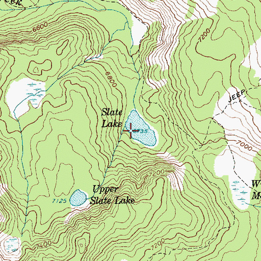 Topographic Map of Slate Lakes, ID
