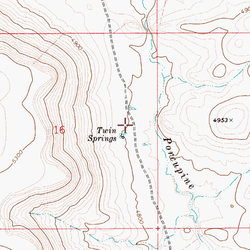 Topographic Map of Twin Springs Ranch, ID