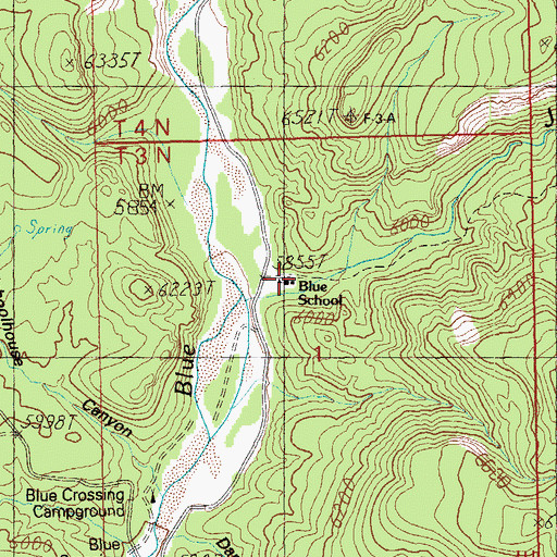 Topographic Map of Blue Elementary School, AZ