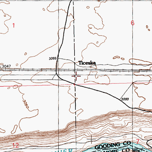 Topographic Map of Ticeska Station, ID