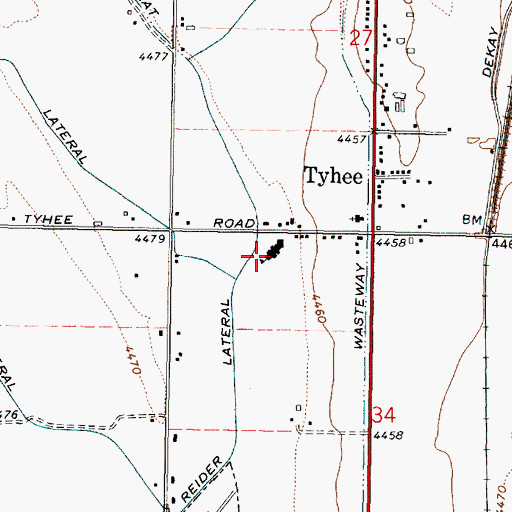 Topographic Map of Tyhee Elementary School, ID