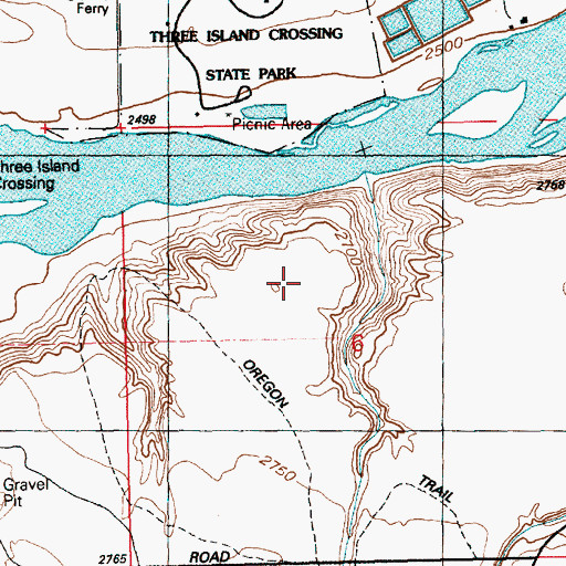 Topographic Map of Three Island State Park, ID