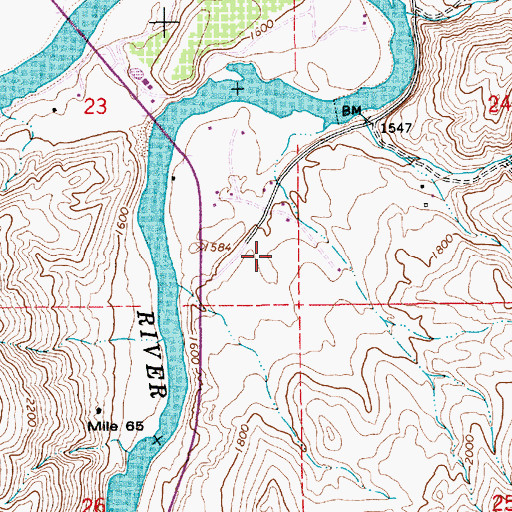 Topographic Map of Twin Bridges Access Area, ID