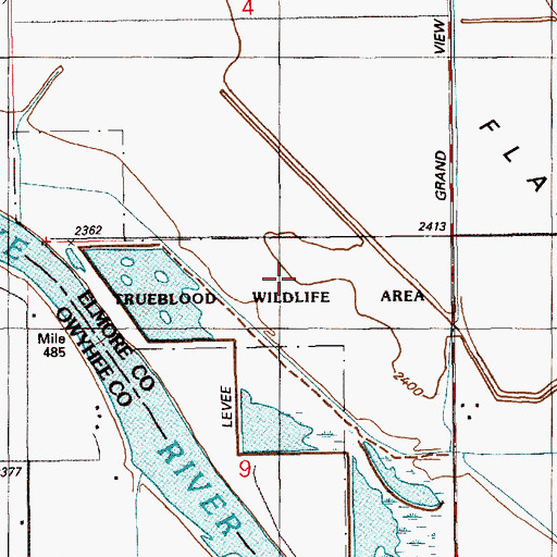 Topographic Map of Ted Trueblood Wildlife Habitat Area, ID