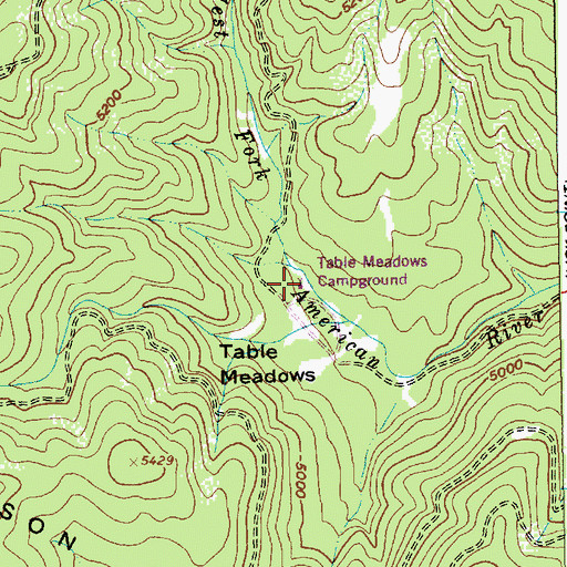 Topographic Map of Table Meadows Campground, ID