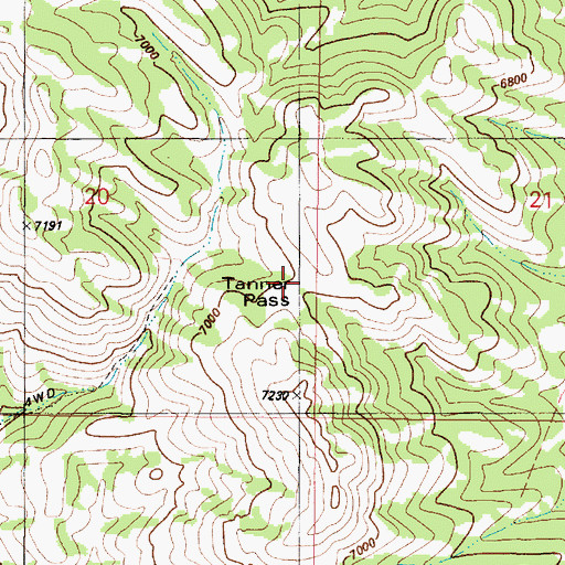 Topographic Map of Tanner Pass, ID