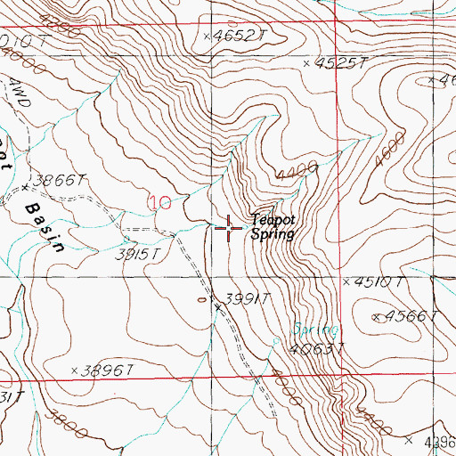 Topographic Map of Teapot Spring, ID
