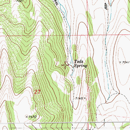 Topographic Map of Teds Spring, ID