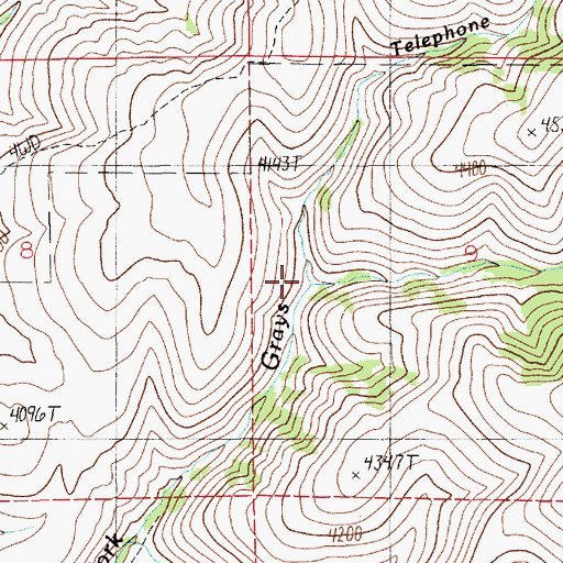 Topographic Map of Telephone Creek, ID