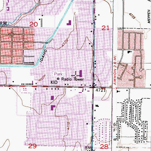 Topographic Map of Theresa Bunker Elementary School, ID