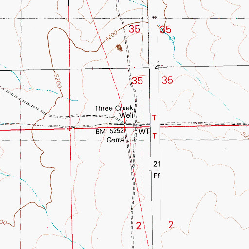 Topographic Map of Three Creek Well, ID