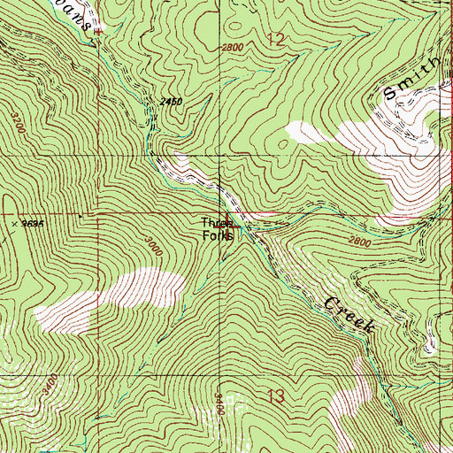 Topographic Map of Three Forks, ID