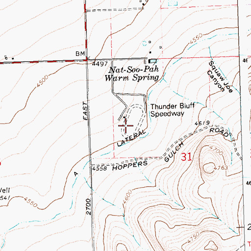Topographic Map of Thunder Bluff Speedway, ID