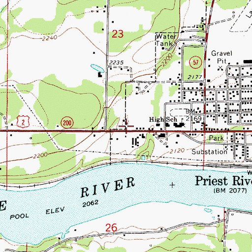 Topographic Map of Timberline Center, ID
