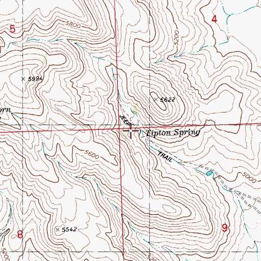 Topographic Map of Tipton Spring, ID